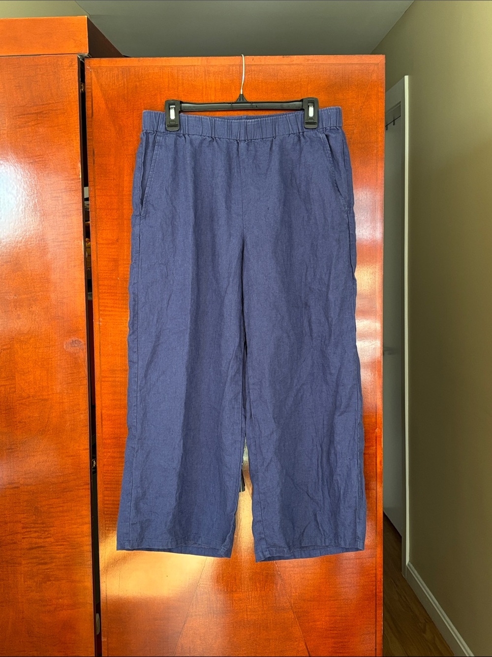 Eileen Fisher Organic Linen Wide Leg Elastic Waist Pants Size S